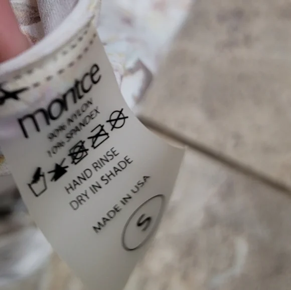 Montce Ete Floral Tropez One-Piece Swimsuit Floral Sexy Halter Swimwear - Picture 9 of 9